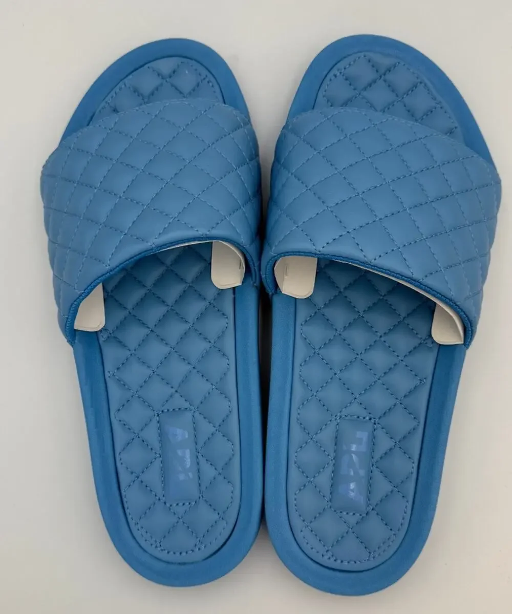 APL Quilted Nappa Leather Lusso Slides Coastal Blue Size 9 - Picture 1 of 5